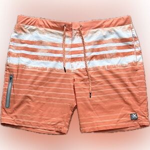 ZeroXposur Mens XXL Board Shorts Orange Striped NWOT